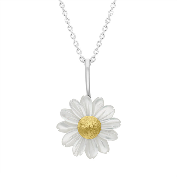 diamond ~ mother-of-pearl ~ flower pendant necklace